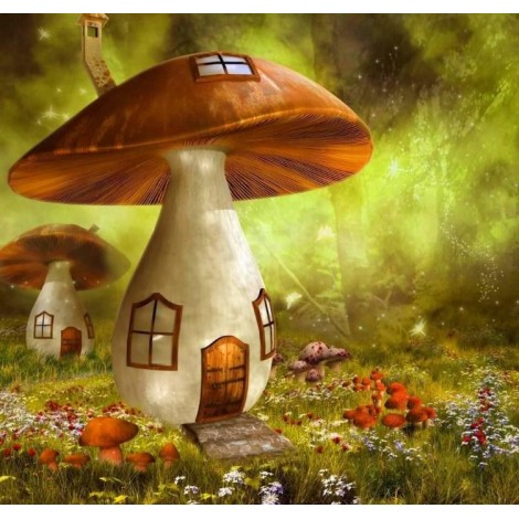 Fantasy Mushroom House - Diamond Painting Kit