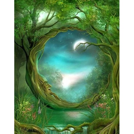 Green Fantasy Forest Diamond Painting