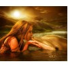 Girl Kissing the Dolphin