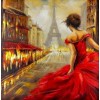 Girl in Red Dress & Eiffel Tower