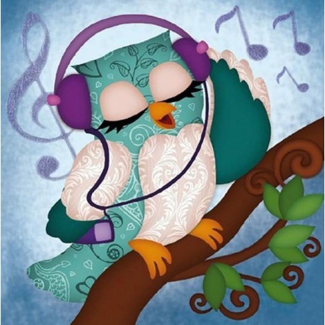 Cute Owl Listening Music