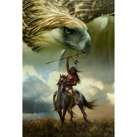 Flying Eagle & Horse Rider Diamond Painting