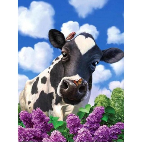 Cow & Lavenders - Paint by Diamonds