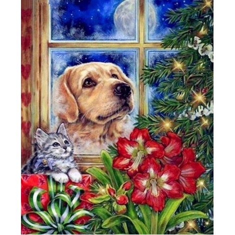 Dog, Cat & Christmas Tree