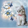 Flowers & Adorable Cat Diamond Painting
