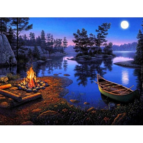 Fire by the Lake Diamond Painting
