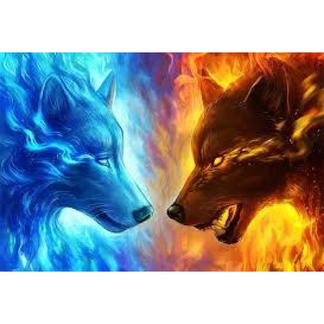 Fire & Ice Wolf - DIY Diamond Painting