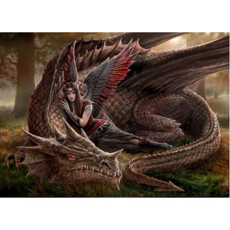 Angel Girl with Furious Dragon