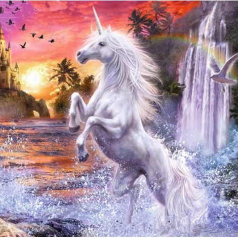 Beautiful Waterfall & Unicorn Diamond Painting