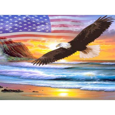 Eagle Flying on the Beach