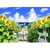 Anime Girl in Sunflowers Field