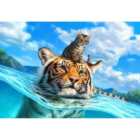 Cat & Tiger Swimming