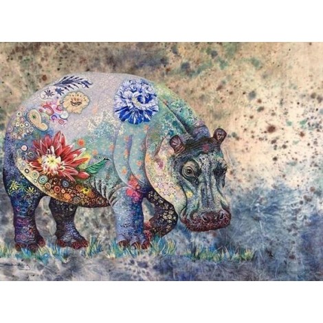 Artistic Floral Hippo