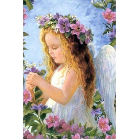 Angel Girl with Flowers Crown