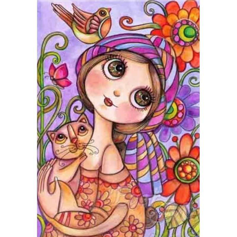 Cartoon Girl with Bi...