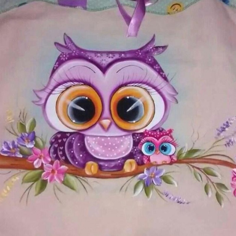 Cartoon Owl with Bab...