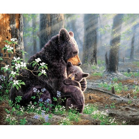 Bear with Baby in the Forest