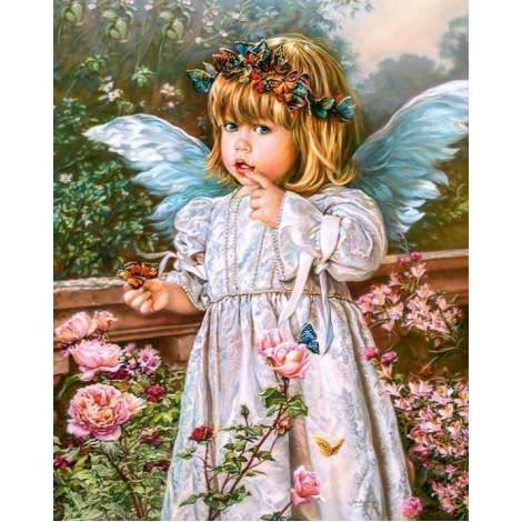 Beautiful Angel Girl with Butterflies Crown